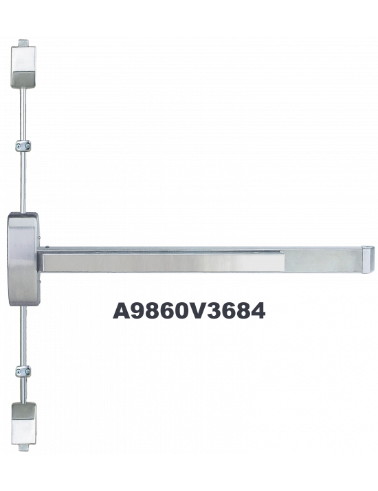 Cal-Royal -Surface Vertical Rod Exit Device – Grade 1 Panic Hardware, 36", 32D Satin Stainless | Cal-Royal 9860-V