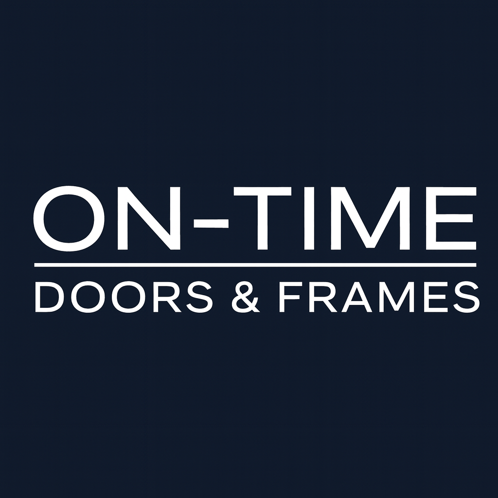 On-Time Doors & Frames logo on a black background